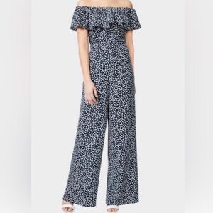 BETSEY‎ Johnson Navy White Polka Dot Ruffle Elastic Top Jumpsuit Size 22W